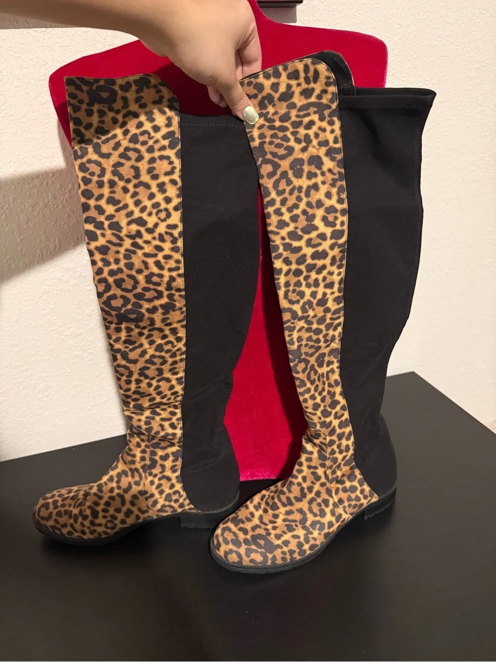 Unisa Leopard & Black Over-the-Knee Boots